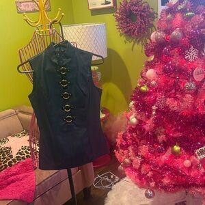 VENUS Black Sleeveless Top with Gold Accents